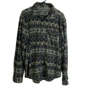 Billabong A/Div Fleece Shirt Mens XL Olive Aztec Long Sleeve Button Up Southwest